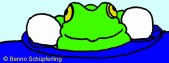 T�mpelfrosch: wei�e Schallblasen
